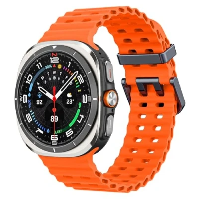 Abbildung von MoKo Sport Armband Kompatibel mit Samsung Galaxy Watch Ultra 47mm 2024 Herren Damen, Atmungsaktives Weiches Silikon Wasserdichtes Zubehör für Band, Orange