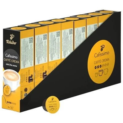 Abbildung von Tchibo Cafissimo Vorratsbox Caffè Crema mild Kaffeekapseln, 80 Stück 8x 10 Kapseln (Kaffee, mit sanftem Aroma), nachhaltig &amp; fair gehandelt