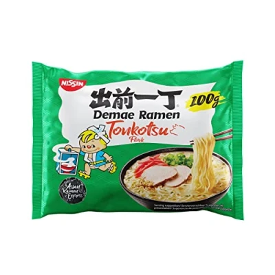 Abbildung von Nissin Demae Ramen Tonkotsu, Einzelpack, Instant Nudeln japanischer Art, mit Schweinefleisch Geschmack, Sesamsamen &amp; asiatischen Gewürzen, schnell einfach zubereitet, asiatisches Essen (1 x 100 g)