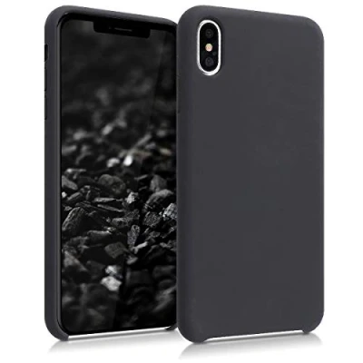 Abbildung von kwmobile Hülle kompatibel mit Apple iPhone XS Max Silikon Handy Case Handyhülle weiche Oberfläche kabelloses Laden Schwarz matt