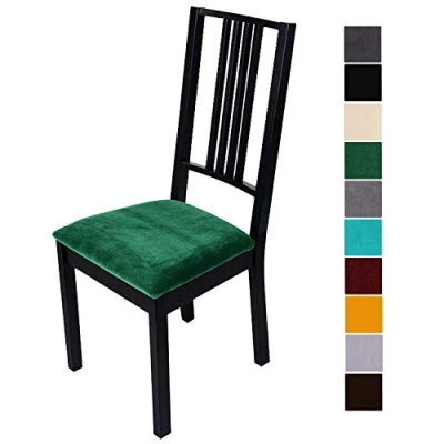 Abbildung von Homaxy Stuhlbezug Sitzfläche Samt Weich Sitzbezug Stuhl Stretch sitzbezüge für Esszimmerstühle Abwaschbar Schonbezug Hussen Stühle 4er Set, Grün