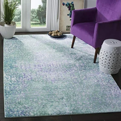 Abbildung von SAFAVIEH Distressed Teppich für Wohnzimmer, Esszimmer, Schlafzimmer Mystique Collection, Kurzer Flor, Blau und Multi, 152 X 244 cm