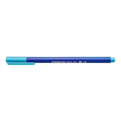 Abbildung von STAEDTLER Filzstifte triplus color, aquablau, dreikant, stabile, eindrucksichere Spitze, Linienbreite ca. 1 mm, kindgerecht, Made in Germany, 10 aquablaue fibre tip pens im Kartonetui, 323 30