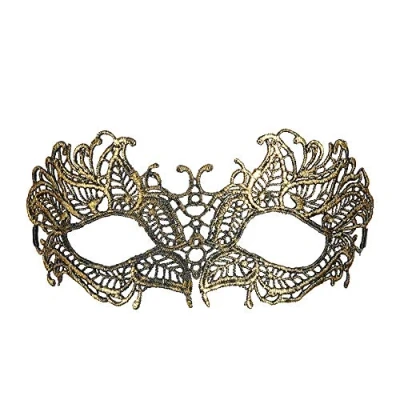 Abbildung von Widdmann Verkleidungsmaske Spitzenmaske schwarz gold, Venezianische Augenmaske aus Stoff