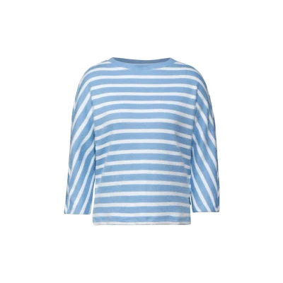 Abbildung von Cecil Gestreiftes Federgarn Strickpullover, Damen, Größe: XL, Blau
