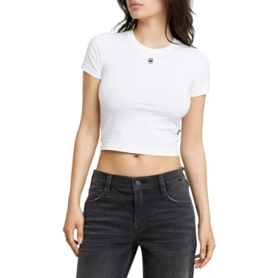 Abbildung von G STAR Cropped MINI SLIM Tshirt basic, Damen, Größe: Small, White