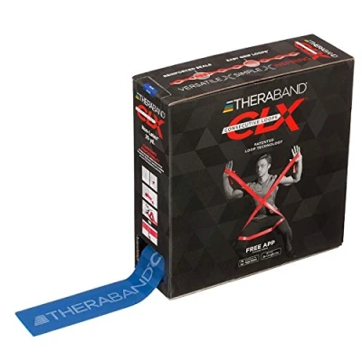 Abbildung von THERABAND CLX Widerstandsband, latexfrei, Pilates, Heimstudio, HIIT, Physiotherapie, Reha &amp; Fitnessgerät, 22 Meter, blau, extra schwer