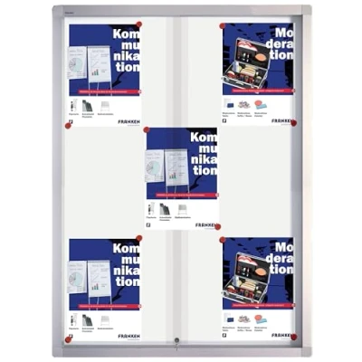 Abbildung von FRANKEN Schaukasten PRO für den Innenbereich, Schiebetür, 9x A4, 73 x 99 4,6 cm, magnetisch, mit Aluminiumrahmen zur Wandmontage, SK6109