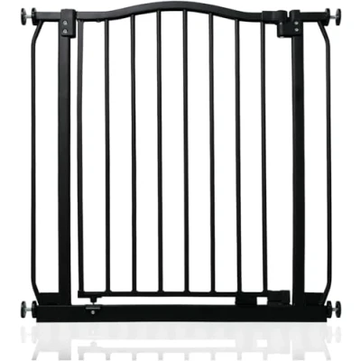 Abbildung von Safetots Treppenschutzgitter mit gebogenem oberen Teil, 71cm 80cm, Mattschwarz, Druckbefestigung, Babygitter für Türen