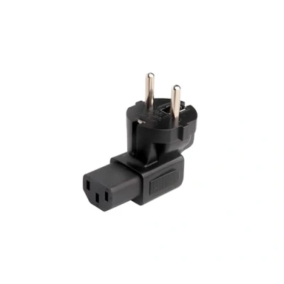 Abbildung von DINIC Stromadapter, Netzadapter gewinkelt Schutzkontaktstecker auf C13 Kaltgeräte Stecker, Adapter 90 Winkel (1 Stück, schwarz)