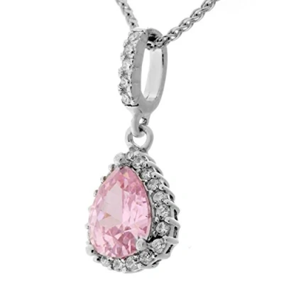 Abbildung von Orphelia Damen Anhänger met Kette 925 Silber rhodiniert Zirkonia pink Brillantschliff ZH 7226/PI