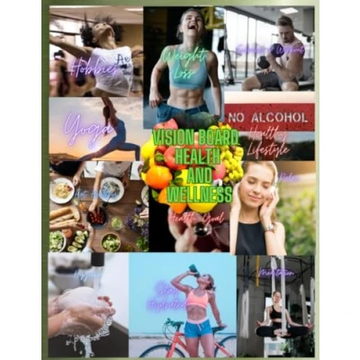 Abbildung von Vision Board Health and Wellness: Clipart Book of Photos, Pictures, Images, Motivation, Inspiration quotes Healthy Life, Fitness, Mental health, Weight loss for manifest