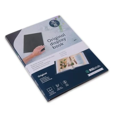 Abbildung von rillstab original A4 Präsentationsmappe für Schule &amp; Projekt Sichtbuch Präsentationsbuch 10 Transparente Hüllen Dokumente Organisieren ohne Lochen Schwarz, RI99414
