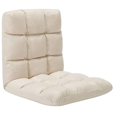 Abbildung von vidaXL Bodenstuhl Faltbar Schlafsessel Sessel Sofastuhl Lounge Bodensessel Liege Bodenkissen Sitzkissen mit Rückenlehne Creme Mikrofaser