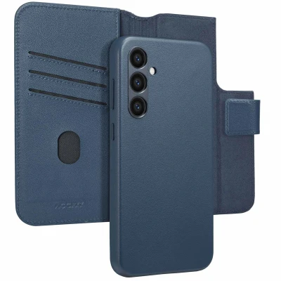 Abbildung von Samsung Galaxy S24 Plus Hülle MagSafe Echtleder Accezz Klapphülle/2 in 1 Case Handyhülle Dunkelblau