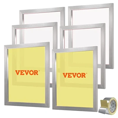 Abbildung von VEVOR Siebdruck Set, 6 Stück Aluminium Siebdruckrahmen, 50,8 x 61 cm Siebdruckrahmen mit 110 Netzstoff, Hochgespanntes Nylongewebe &amp; Dichtungsband für T Shirts, DIY Druck