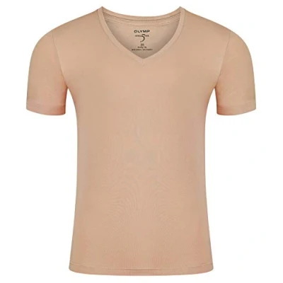 Abbildung von OLYMP Herren Unterzieh T Shirt Kurzarm, Level 5 Body Fit, tiefer V Ausschnitt, Caramel (XL)