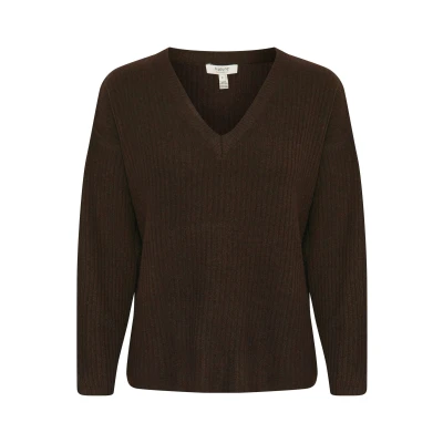 Abbildung von b.young Byonema Vneck Strickpullover, Damen, Größe: Large, Java melange