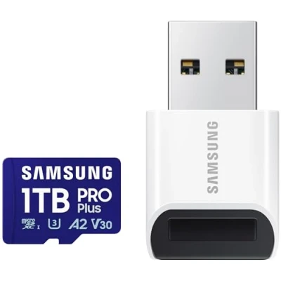 Abbildung von Samsung Pro Plus 1TB + USB Kartenleser Speicherkarte (1000 GB, UHS Class 3, 180 MB/s Lesegeschwindigkeit)