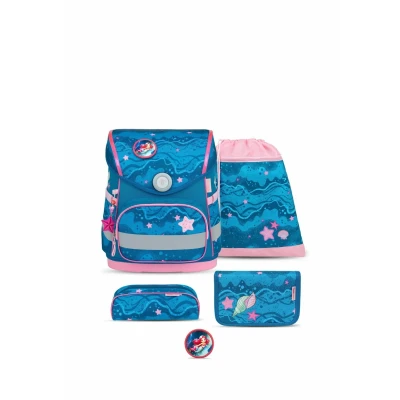Abbildung von Belmil Compact mit Patches Schulranzen Set 5 teilig Brustgurt (405 41/AG/B/S) (Mermaid)