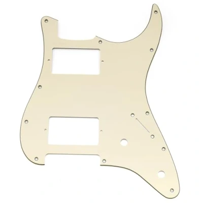 Abbildung von Musiclily Pro 11 Löcher ST Schlagbrett HH Gitarren Pickguard mit 2 Bedeckter Humbucker Potis Aussparungen für Fender Squier Strat Style E Gitarre, 3 lagig Creme