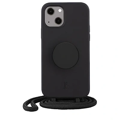Abbildung von PopSockets x Just Elegance iPhone Hülle Necklace Case Handyhülle kompatibel mit 14 6,1&quot; Schutzhülle Abnehmbarer Kordel und Fingerhalter (Schwarz)