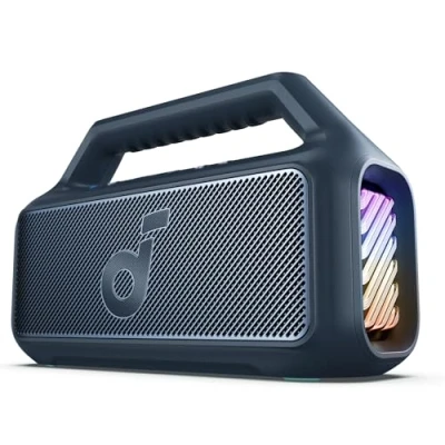 Abbildung von soundcore by Anker, Boom 2 Outdoor Lautsprecher, 80W, Subwoofer, BassUp 2.0, 24h Akku, IPX7 Wasserdicht &amp; Schwimmt, LED Licht, USB C, EQ, BT 5.3, Mobiler Bluetooth Speaker, Camping, Strand, Garten