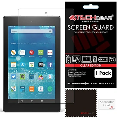 Abbildung von TECHGEAR Displayschutz für Amazon Fire HD8 mit Alexa (8,0 Zoll) Ultra Klare Schutzfolie HD 8 2018/8. Gen, 2017/7. 2016/6. Gen und 2015/5. Gen.