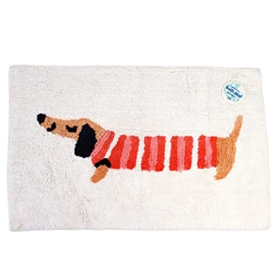 Abbildung von Badematte Dackel Sausage Dog Rex London, wunderbar weich, wasserabsorbierend, getuftete Struktur, Baumwolle, rechteckig, ca. 80x50 cm, für einen farbigen Akzent im Bad