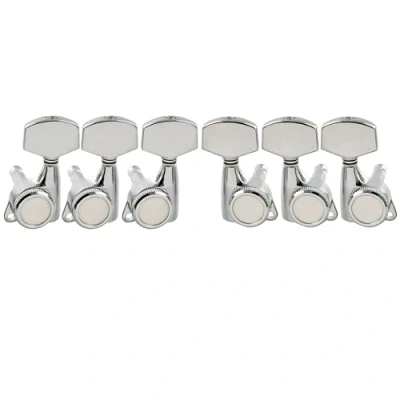Abbildung von Musiclily Pro 3L3R Gitarren Locking Tuners Mechaniken 18:1 Ratio Tuning Pegs Keys Machine Heads für LP SG Style E Gitarre/Akustikgitarre, Chrom mit Big Hex Button