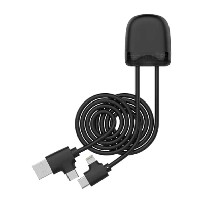 Abbildung von Xoopar Technicolor Multiconnector Kabel Ice C aus recyceltem Kunststoff mit Dual USB und Eingang, Lightning für Smartphone Universal (schwarz)