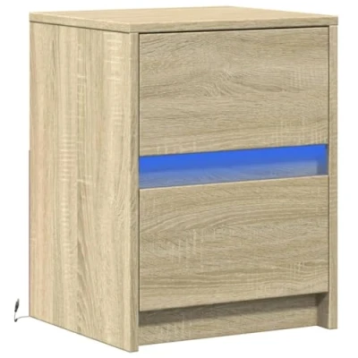 Abbildung von vidaXL Nachttisch mit LED Leuchten Sonoma Eiche Holzwerkstoff (1 St)