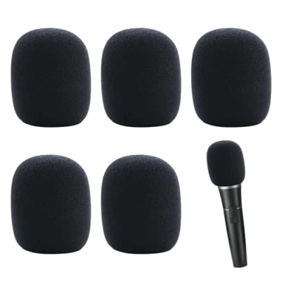 Abbildung von 5 Stück Popschutz Mikrofon,Mikrofon Windschutz Schaumstoffabdeckung Muff,Anti Bruit Pop Schutz für Mikrofon Schaumstoff Microphone,Handmikrofon Filter Muff(Schwarz)