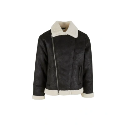 Abbildung von Urban Classics Shearling Biker Winterjacke, Herren, Größe: 4XL, Black whitesand