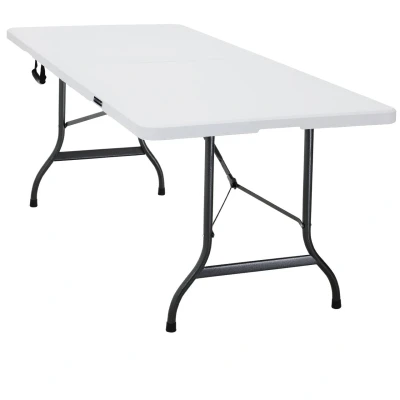 Abbildung von Casaria Klapptisch (1 St), 183x76cm Klappbar Wetterfest Tragbar Garten Camping Balkon Tisch Weiß