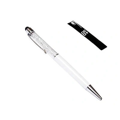 Abbildung von Hochwertiger kapazitiver 2 in 1 Touchscreen Stift und Kugelschreiber mit Kristallen. Beutel Nachfüllung enthalten (WEIB)