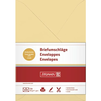 Abbildung von 5 x Brunnen Briefumschläge C6 Seidenfutter 80g/qm honig VE=10 Stück