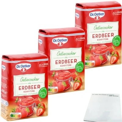 Abbildung von usy Bundle für Dr. Oetker Gelierzucker 2zu1 Erdbeer Konfitüre 3er Pack (3x500g Packung) + Block