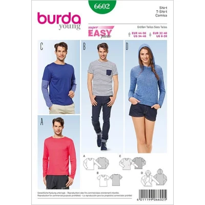 Abbildung von Burda B6602 Schnittmuster T Shirt, Papier, weiß, 19 x 13 1 cm