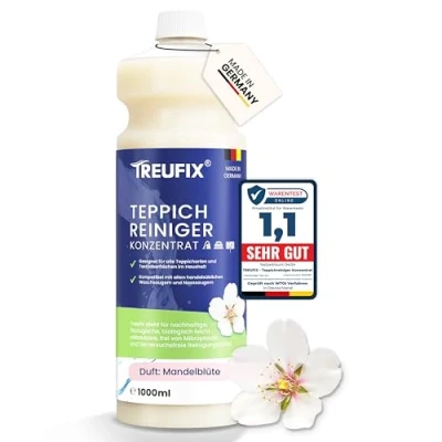 Abbildung von Treufix Teppichreiniger &amp; Polsterreiniger Konzentrat für alle Teppichböden und Polster Effektives Teppich Reinigungsmittel 1L Geeignet Waschsauger Nasssauger Mandelblüte