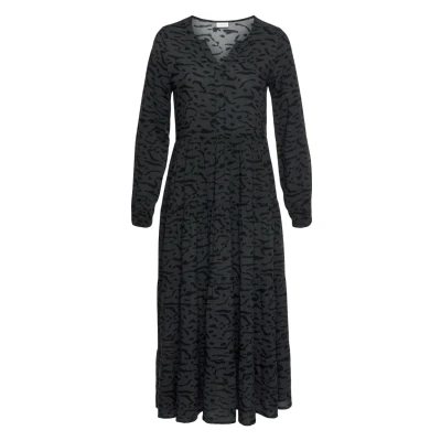 Abbildung von Lascana Freizeitkleid, Damen, Größe: 34, Grau schwarz bedruckt