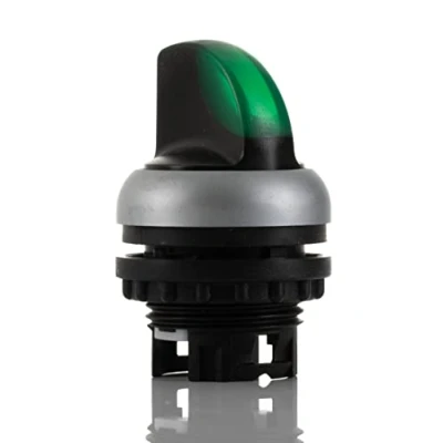 Abbildung von Eaton M22 WRLK G, Kippschalter, Kunststoff, Schwarz, Grün, Silber, IP66, 29,7 mm, 45,9 mm