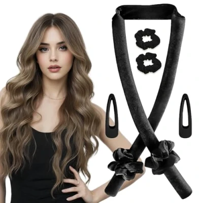Abbildung von Lockenwickler,Locken Ohne Hitze,Rutschfest Heatless Curls,Heatless Curls Band Samt über Nacht mit Haarnadel Rutschfest,DIY Hair Curler no Hea Set Haarband Wave Formers für Mittleres Langes Haar
