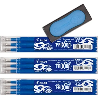 Abbildung von Pilot Tintenrollermine Frixion BLS FR7 L S3 (9 Ersatzmine 0,7 blau + 1 Radierer)