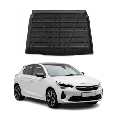Abbildung von OMAC Kofferraumwanne Laderaumwanne kompatibel mit Opel Corsa F 2020 2024 Gummi TPE Schwarz