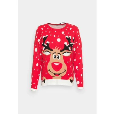 Abbildung von JDY Lucia Jacquard Strickpullover, Damen, Größe: XS, True red