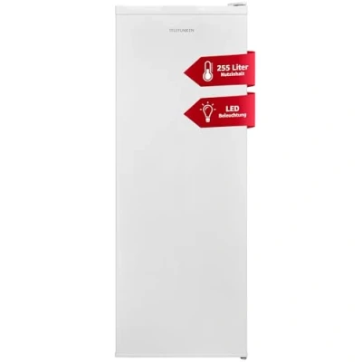 Abbildung von Telefunken Kühlschrank KTFK265EW2, 54 cm breit, 255 Liter, ohne Gefrierfach, Standkühlschrank groß, freistehend