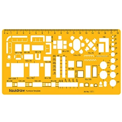 Abbildung von Liquidraw 1851 Maßstab 1:50 Zeichnungsschablone, orange/transparent