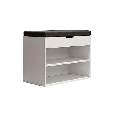 Abbildung von Oskar Store Schuhbank Titus, Weiß, 60 x 45 cm mit Auflage, Klappdeckel