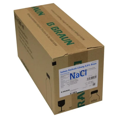 Abbildung von Kochsalzlösung 0,9% Glasflasche 10X500 ml